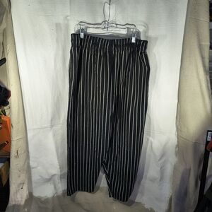Uncommon Threads Men's Size XL Black and White Striped Chef Pants With Drawstrin